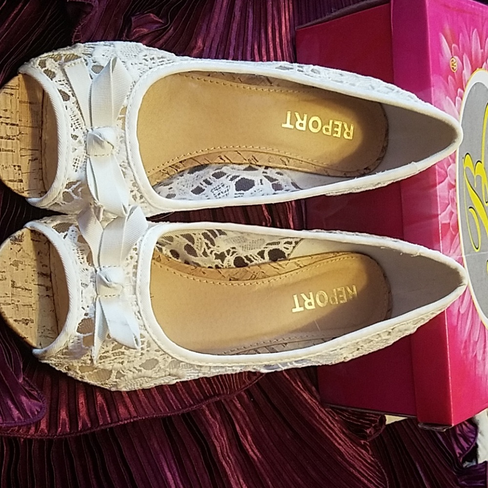 White lace wedges